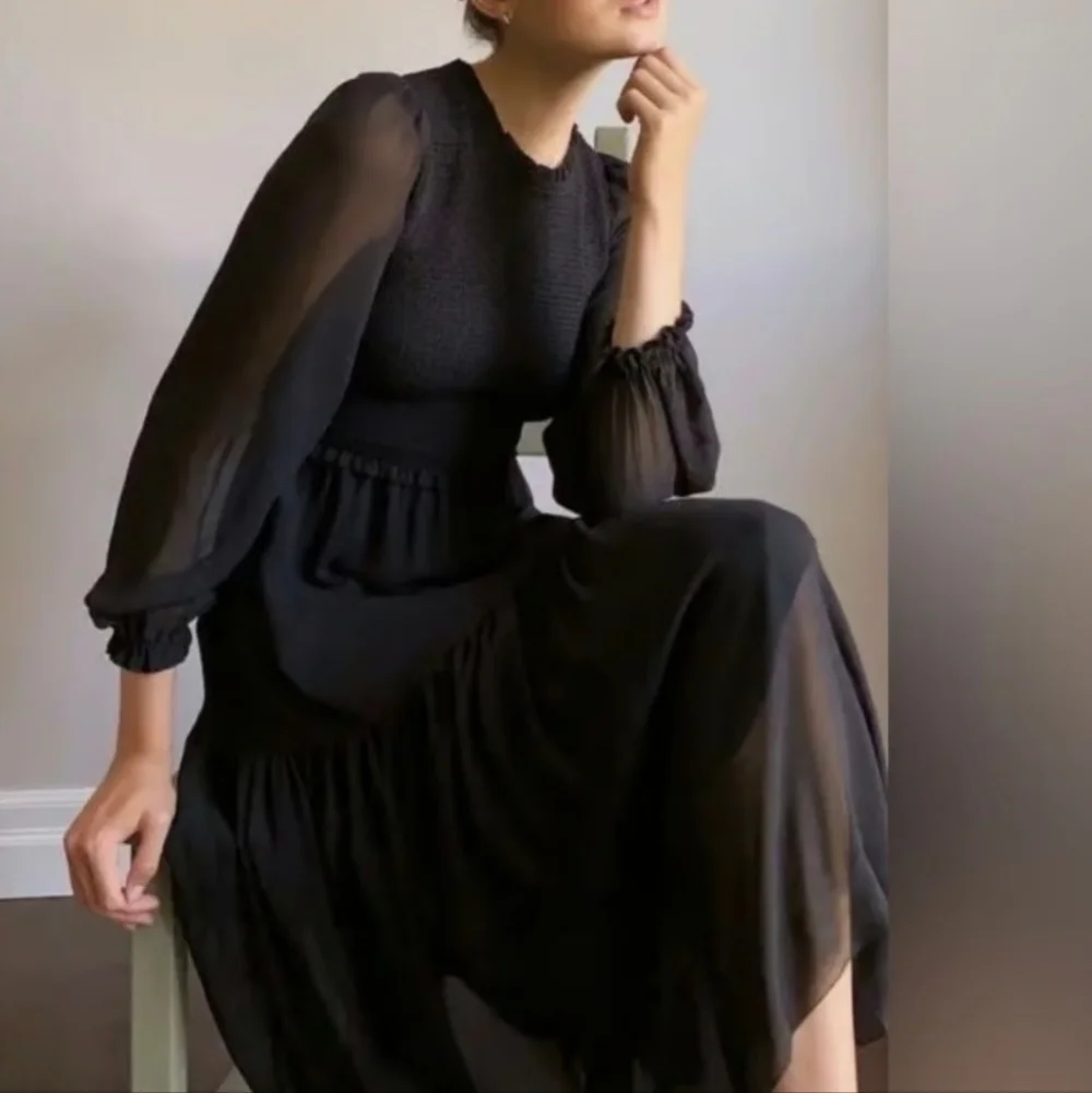 Wilfred Aritzia Rosalyn Dress Midi Black Size XS - Picture 4 of 13